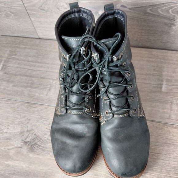 Skechers Laramie 2 Engineer Boots Womens 10 Black Leather Platform Combat Moto - Picture 8 of 12